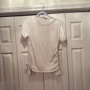 June & Hudson White Polo Tie Front Fitted T-Shirt